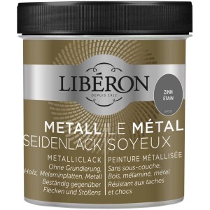 Libéron Smalto Effetto Seta Metallo Stagno 0,5 l, vernice effetto brillante per mobili in legno.