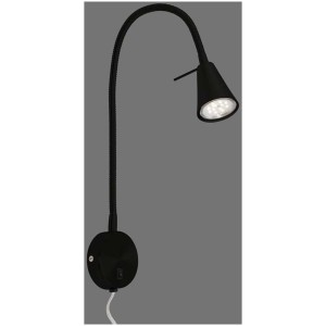Lampe de chevet LED Briloner noire avec bras flexible et interrupteur pour montage mural.