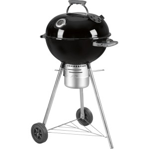 Barbecue boule noir Jamestown Brock Ø 47 cm avec thermomètre et roulettes.
