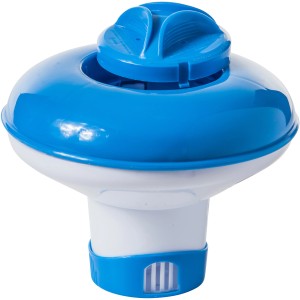 Distributeur de chlore flottant Summer Fun pour comprimés de 20g, doseur bleu et blanc pour l'entretien de la piscine.