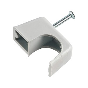 Collier à clou gris (10-14 mm) avec clou pour fixation de câbles, lot de 100.