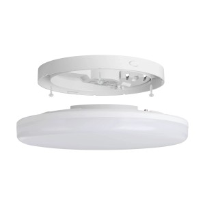 Plafoniera LED bianca Eglo Expert Castagneto (Ø 26 cm) con piastra di montaggio rimovibile per ambienti umidi.