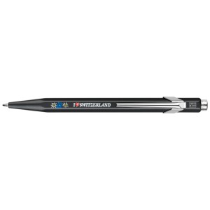 Caran d'Ache 849 penna a sfera Edelweiss Slimpack, penna nera con stampa "I Switzerland".