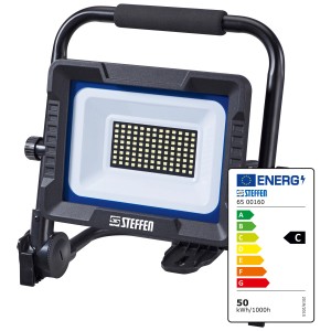 Faro da lavoro a LED Steffen 50W con maniglia e supporto pieghevole.