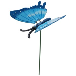 Blauer Gartenstecker Schmetterling aus Metall und Kunststoff, Gartendeko.