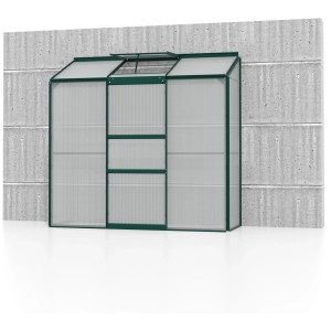 Serra da appoggio verde Ida 1300 con porta scorrevole e finestra sul tetto, HKP 4 mm