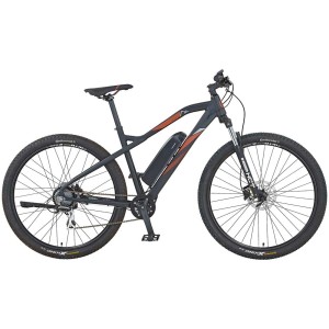 Prophete E-Mountainbike Graveler, 29 Zoll, Schwarz matt, mit 24-Gang Shimano Acera Schaltung.