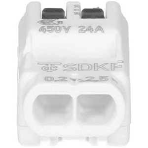 Morsetto a connessione rapida SDKF 2/2-3 poli, 12 pz, bianco, per conduttori fino a 2,5 mm²