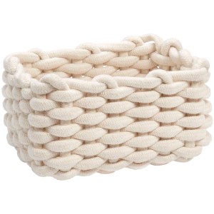 Panier de rangement Diaqua blanc en corde de coton tressée.