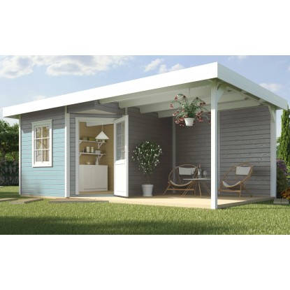 Weka Gartenhaus San Remo B Grau 601 x 298 cm / inkl. Terrasse 303 cm