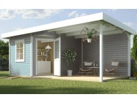 Weka Gartenhaus San Remo B Grau 601 x 298 cm / inkl. Terrasse 303 cm