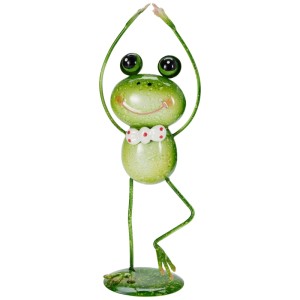 Mehrfarbige Yoga Frosch Figur aus Metall für die Gartendeko, 1 Stück.