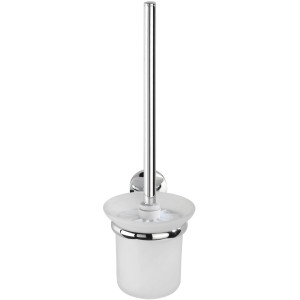 Wenko Wand WC-Garnitur Cuba, Chrom/Weiß, zur Wandmontage, mit satiniertem Glasbehälter.
