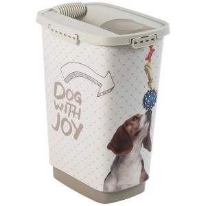 Rotho Cody Dog 25 l, conteneur pour aliments pour chiens avec motif chien et couvercle hermétique.