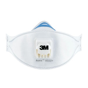 Masque respiratoire 3M Aura 9322+ FFP2 avec soupape pour ponçage manuel et machine.