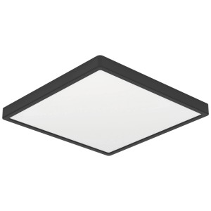 Eckige, schwarze LED-Deckenleuchte Fueva 6 von Eglo mit weißem Diffusor, 39x39 cm.