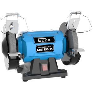 Meuleuse double bleue Güde GDS 150-15 avec deux meules et protection anti-étincelles.