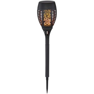 2er-Set Globo Solarleuchte Fackel, schwarz, aus Kunststoff mit Erdspieß für den Garten.