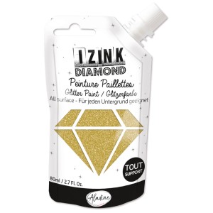 Aladine Diamond Gold Glitzerfarbe in Quetschflasche, 80ml. Ideal für Malzubehör und Bastelprojekte.
