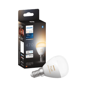 Lampadina LED Philips Hue E14 a goccia, White Ambiance, 470 lm, con confezione.