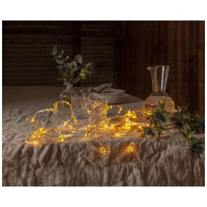 Guirlande lumineuse décorative LED Star Trading Dew Drop argentée, 2m, lumière blanche chaude pour intérieur.