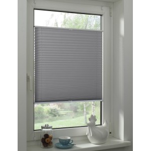 Gardinia EasyFix Plissé Greta, 60x130 cm, gris pierre, monté sur une fenêtre.