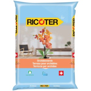 Ricoter Terriccio per Orchidee, sacco da 3L, substrato senza torba per orchidee da interno.