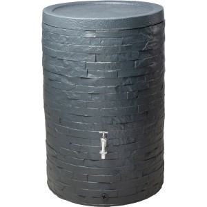 Garantia Regenspeicher Muro 420 l grigio con effetto pietra e rubinetto.