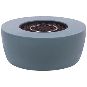 Dunkelgraue Beliani Feuerstelle Indus aus Leichtbeton für Garten und Terrasse.