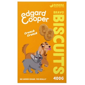 Edgard & Cooper Bravo Biscuits snack per cani banana e burro di arachidi, confezione da 400g.
