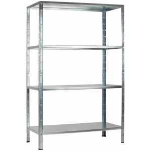 Étagère de base emboîtable Schulte, 180x90x35 cm, galvanisée, avec 4 tablettes. Idéale pour cave, garage ou atelier.