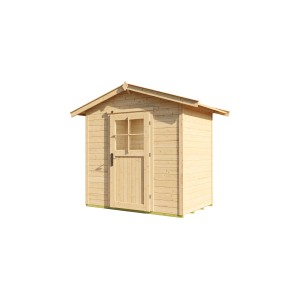 Casetta da giardino in legno Weka 223 non trattata con tetto a due falde e porta. Ideale per riporre gli oggetti in giardino.