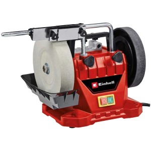 Einhell TC-WG 200 affûteuse à eau : Affûteuse rouge avec meule et réservoir d'eau.