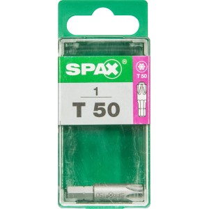 Spax Bit T-Star Plus T50 in confezione verde, inserto per avvitatore per una presa ottimale.