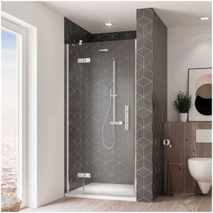 Breuer Avanta Drehtür, 80 cm, Klarglas, Chrom-Optik, Anschlag links für barrierefreie Dusche.