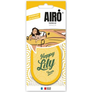 Airo Carte parfumée Happy Lily Vanille pour voiture. Désodorisant vanille au design street art.