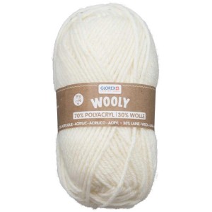 Filato Wooly Natur, gomitolo da 50g in 70% acrilico e 30% lana.