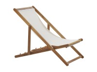 Beliani Liegestuhl Anzio Akazienholz Hellbraun Weiss