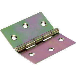 Gelb verzinktes, käntiges Scharnier, 80x80 mm, für bewegliche Verbindungen.