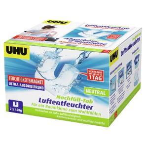 UHU Déshumidificateur Recharge magnétique 2x450g, neutre. Déshumidificateur pour un climat intérieur agréable.