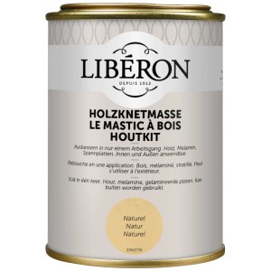 Dose Holzknetmasse Natur von Liberon zum Ausbessern von Holz, Melamin und Spanplatten.