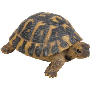 Vivid Arts Landschildkröte aus Polyresin, braun-schwarz, 12x28x18,5 cm, Gartendeko.