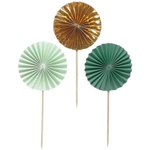 I Am Creative Fächer-Picker in Mint, Gold und Grün, 6 Stück, zur Dekoration von Torten und Cupcakes.