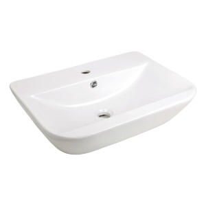 Lavabo bianco leNado aquaSu con troppopieno e foro per rubinetto, in ceramica.