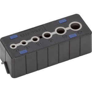 Gabarit de perçage LUX pour des trous précis de 4 mm à 12 mm de diamètre.