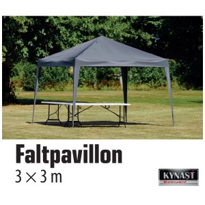 Gazebo pieghevole in acciaio grigio, 3x3 m, con borsa per il trasporto. Ideale per feste in giardino.