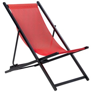 Chaise longue pliante rouge Beliani Locri II avec structure en aluminium pour jardin et balcon.