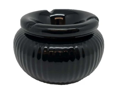 Sturm-Aschenbecher Keramik Schwarz mit Rillen Ø 12 cm / Höhe 8 cm kaufen  bei OBI
