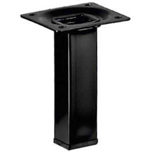 Gamba per tavolo Hettich nera, 25x25x100 mm, quadrata con piastra di montaggio.