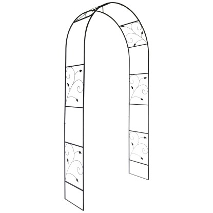 Rosenbogen Metall Blattmuster Schwarz Höhe 228 cm